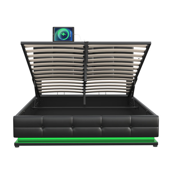 Latitude Run® Avenal Vegan Leather Platform Storage Bed Wayfair